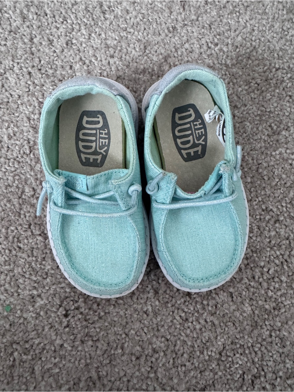 Hey Dude Kids Glitter Mint Green Slip-On Sneakers